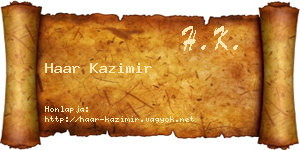 Haar Kazimir névjegykártya